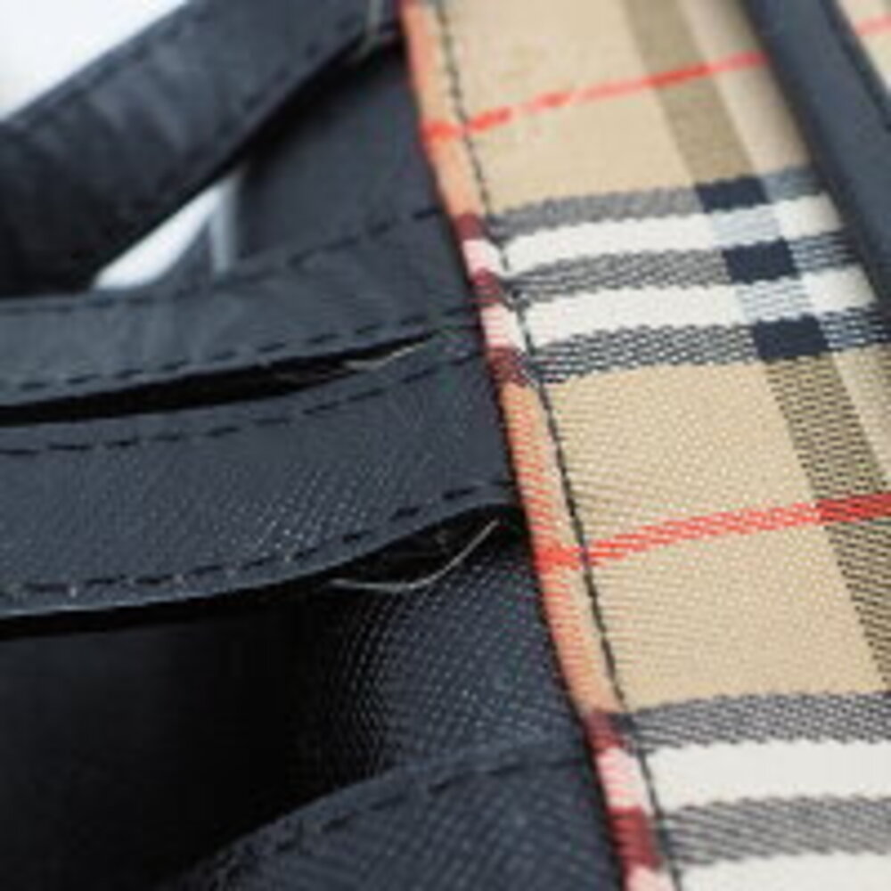 Burberry Canvas Leather Backpack Drawstring Check Black - Picture 8 of 9